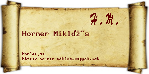 Horner Miklós névjegykártya