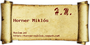 Horner Miklós névjegykártya